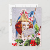Patriottische kersthond feestdagenkaart (Voorkant / Achterkant)