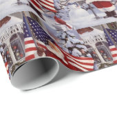 Patriottische kerstkerstkerstkerstman met Amerikaa Cadeaupapier (Rol Hoek)