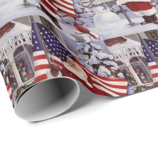 Patriottische kerstkerstkerstkerstman met Amerikaa Cadeaupapier (Rol Hoek)