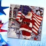 Patriottische kerstkerstkerstkerstman met Amerikaa Feestdagenkaart<br><div class="desc">Patriottische kerstkerstkerstman met Amerikaanse Vlag Holiday Card.</div>