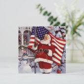 Patriottische kerstkerstkerstkerstman met Amerikaa Feestdagenkaart (Staand voorkant)