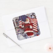 Patriottische kerstkerstkerstkerstman met Amerikaa Vierkante Sticker (Envelop)