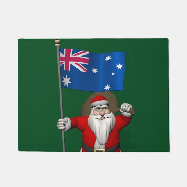 Patriottische kerstman Bezoek Australië Deurmat (Voorkant)