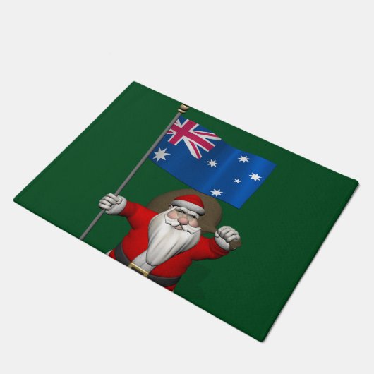 Patriottische kerstman Bezoek Australië Deurmat (Schuin)