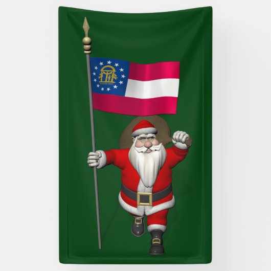 Patriottische kerstman Bezoek Georgië Spandoek (Verticaal)