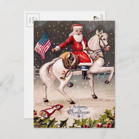  patriottische kerstman briefkaart (Voorkant / Achterkant)