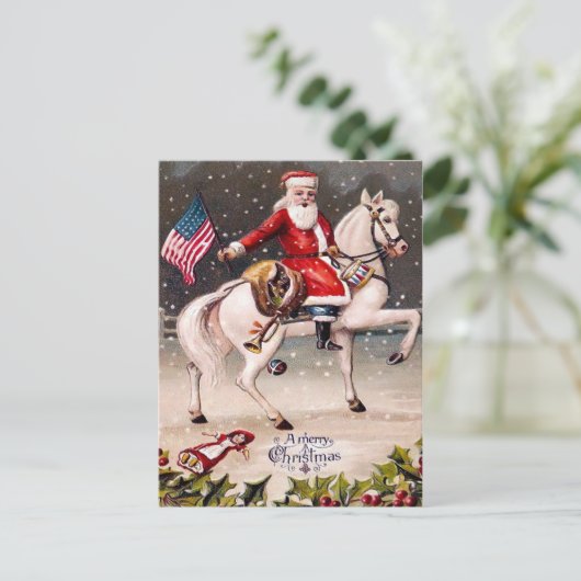  patriottische kerstman briefkaart (Staand voorkant)