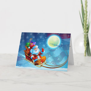 Patriottische Kerstman God Zegen Amerika Versie Kaart