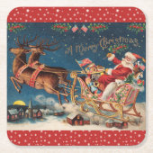 Patriottische Kerstman Kartonnen Onderzetters (Voorkant)