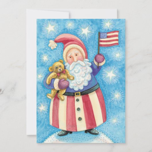 Patriottische Kerstman Kerstfeest uitnodiging (Voorkant)