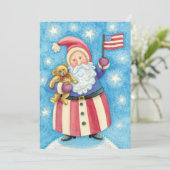 Patriottische Kerstman Kerstfeest uitnodiging (Staand voorkant)