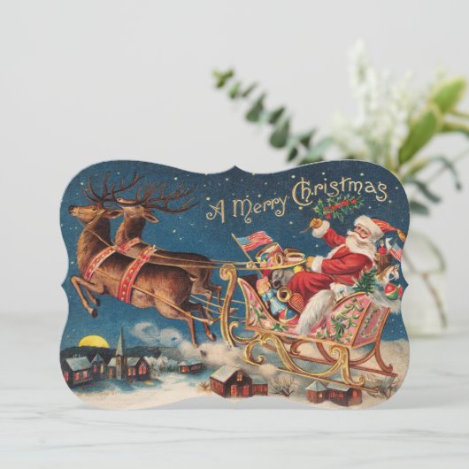 Patriottische Kerstman Mery Uitnodiging (Staand voorkant)