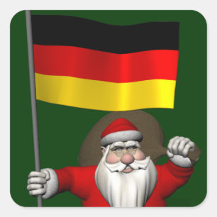 patriottische kerstman met aftreden uit Duitsland Vierkante Sticker