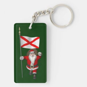 Patriottische kerstman met aftreden van Alabama Sleutelhanger