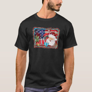 Patriottische Kerstman met Amerikaanse vlag Buffa T-shirt