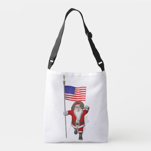 Patriottische Kerstman met sterren en strepen Crossbody Tas (Achterkant)
