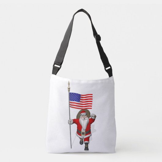 Patriottische Kerstman met sterren en strepen Crossbody Tas (Voorkant)