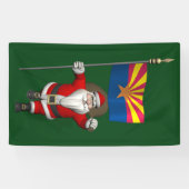 patriottische kerstman met vlag van Arizona Spandoek (Horizontaal)