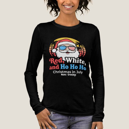 Patriottische Kerstman Rood, Wit & Ho Kerstmis in Tri-Blend Shirt (Voorkant)