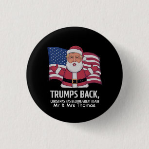 Patriottische Kerstman Trump Kerstontwerp Amerikaa Ronde Button 3,2 Cm