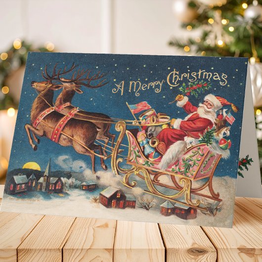 Patriottische Kerstman Vrolijk Kerstfeest Kaart