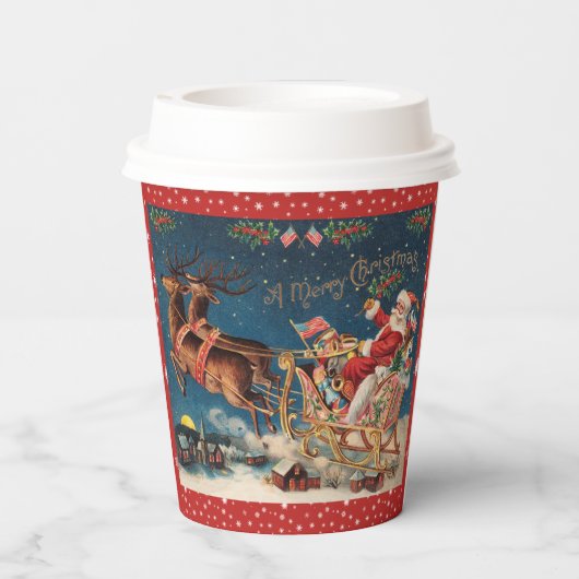 Patriottische Kerstman Vrolijk Kerstfeest Papieren Bekers (Achterkant)
