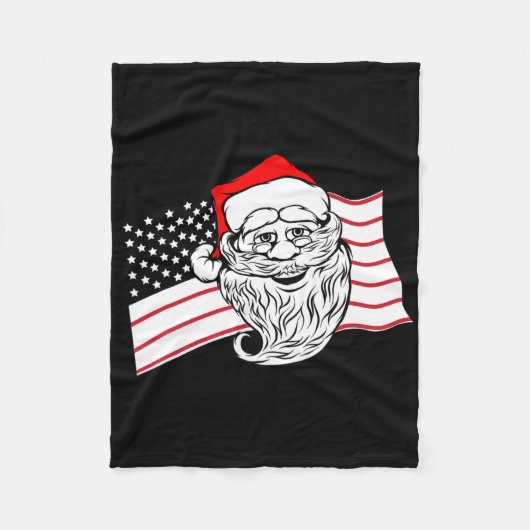 Patriottische Kerstman VS Amerikaanse Vlag Amerika Fleece Deken (Voorkant)