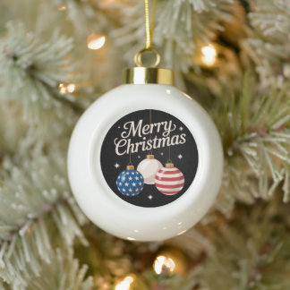 Patriottische Kerstmis Amerikaanse Vlag Versiering Keramische Bal Ornament
