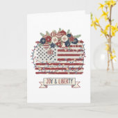 Patriottische Kerstmis Amerikaanse Vlag "Vreugde & Kaart (Gele Bloem)