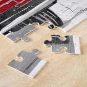 Patriottische Kerstmis  Red Truck Dogs Rustic Legpuzzel (Zijkant)