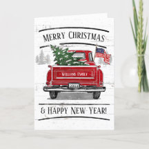 Patriottische Kerstmis  Red Truck Flag Rustic