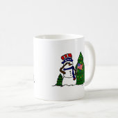 Patriottische kerstmis Snowman Coffee Mok (Voorkant rechts)