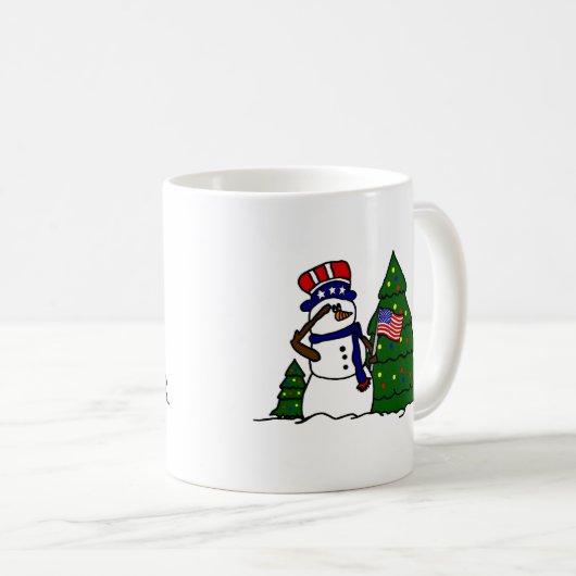 Patriottische kerstmis Snowman Coffee Mok (Voorkant rechts)