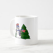 Patriottische kerstmis Snowman Coffee Mok (Voorkant links)