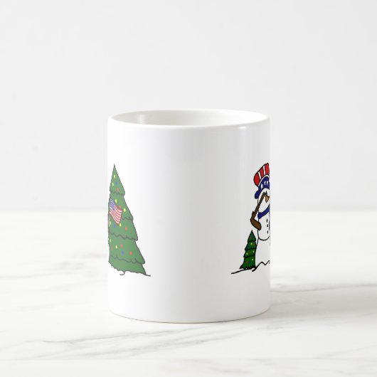 Patriottische kerstmis Snowman Coffee Mok (Center)