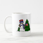 Patriottische kerstmis Snowman Coffee Mok (Links)