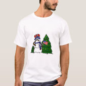 Patriottische kerstmis Snowman T-Shirt (Voorkant)