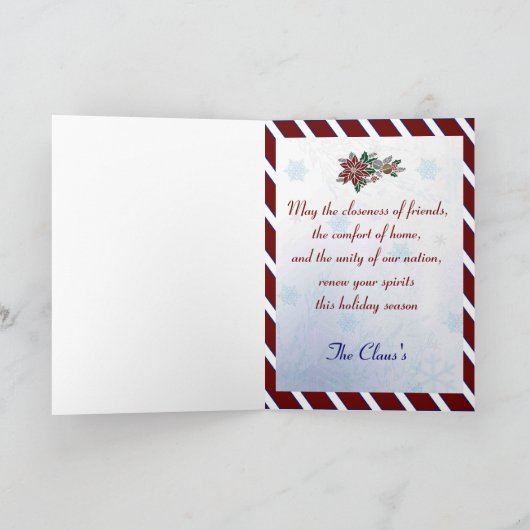 Patriottische Kerstmis van de Kerstman Feestdagen Kaart (Binnen)