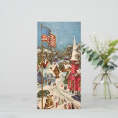  patriottische kerststad feestdagenkaart (Staand voorkant)