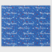 Patriottische kerststerren op blauw cadeaupapier (Vlak)