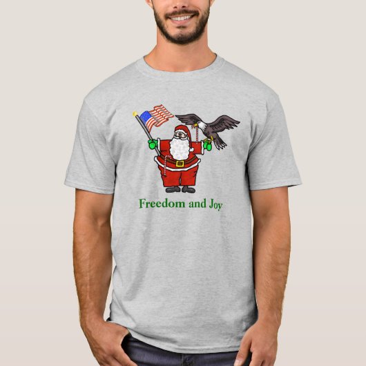 Patriottische kerstvlag en arend kerstfeest T-shir T-shirt (Voorkant)