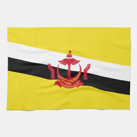 Patriottische keukenhanddoek met vlag van Brunei (Horizontaal)