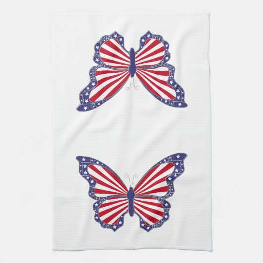 Patriottische keukenhanddoeken: rood wit en blauw  theedoek (Verticaal)