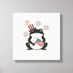 Patriottische kikker vintage gravure vector kunst_ canvas afdruk