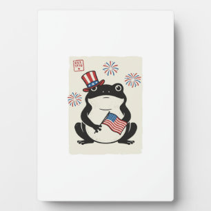 Patriottische kikker vintage gravure vector kunst_ fotoplaat