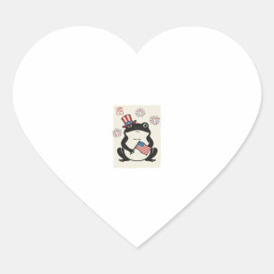 Patriottische Kikker Vintage Gravure Vector Kunst_ Hart Sticker