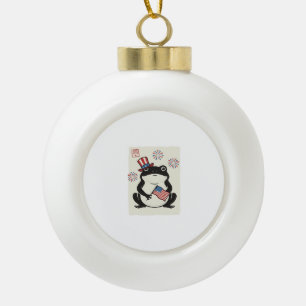 Patriottische Kikker Vintage Gravure Vector Kunst_ Keramische Bal Ornament