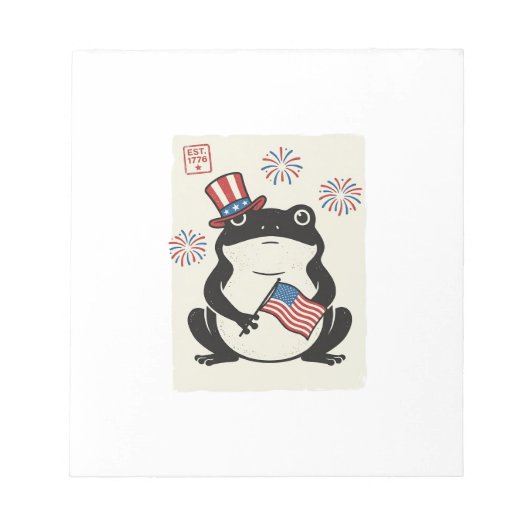Patriottische Kikker Vintage Gravure Vector Kunst_ Notitieblok (Voorkant)