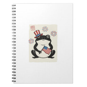 Patriottische kikker vintage gravure vector kunst_ notitieboek