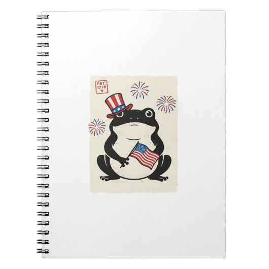 Patriottische kikker vintage gravure vector kunst_ notitieboek (Voorkant)